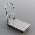 Sturdy Metal Platform Trolley With Textured Surface And Movable Wheels 3d model