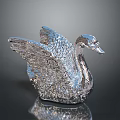 Elegant Silver Swan Shaped Decorative Furniture Figurine With Metal Textured Surface
