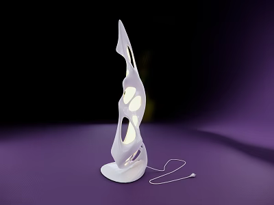 White Modern Sculptural Floor Lamp With Hollow Design And Soft Illumination 3d model