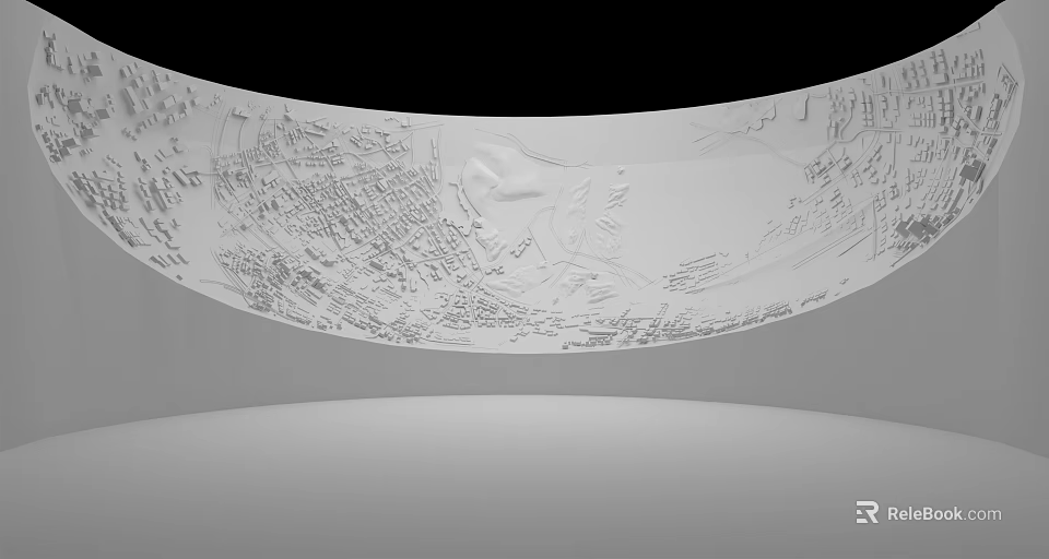 Curved Commercial Display Equipment With Engraved Text And Intricate Patterns 3d model 
