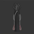 Pearl Jewelry Display On Black Hand Models With Bracelet And Red Tassel Necklace