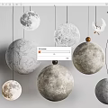 Modern Moon Themed Pendant Lights With Lunar Surface Design Neutral Tones And Crescent Accents