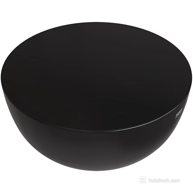 Modern Black Round Wash Basin With Sleek Smooth Surface For Bathroom Decor 3d model 