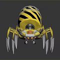 Yellow Mechanical Device With Black Stripes Multi Mechanical Arms And Central Core Structure