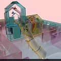 Indoor Play Equipment Featuring Colorful Transparent Structures Slides And Plant Decorations