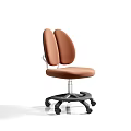 Modern Brown Office Chair With Double Backrest Upholstered Swivel Base And Black Casters