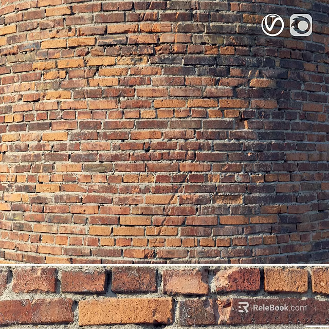Circular Brick Wall Structure With Red Brown Bricks And Textured Surface 3d model 