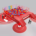 Vibrant Interactive Area Design With Red Frame Colorful Interactive Elements And Circular Zones 3d model