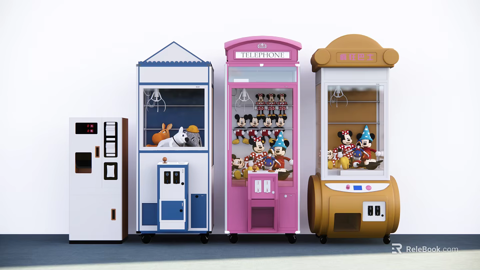 Colorful Amusement Equipment With Toy Dispensers Snack Vending Machines And Fun Designs 3d model 