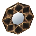 Octagonal Decorative Mirror With Gold Frame And Petal Shaped Geometric Design 3d model