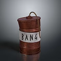 Copper Canister With BANG Label And Metal Handle Decorative Prop Design