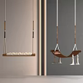 Wooden Hanging Swing Chair With Rope Suspension And Decorative Tassels