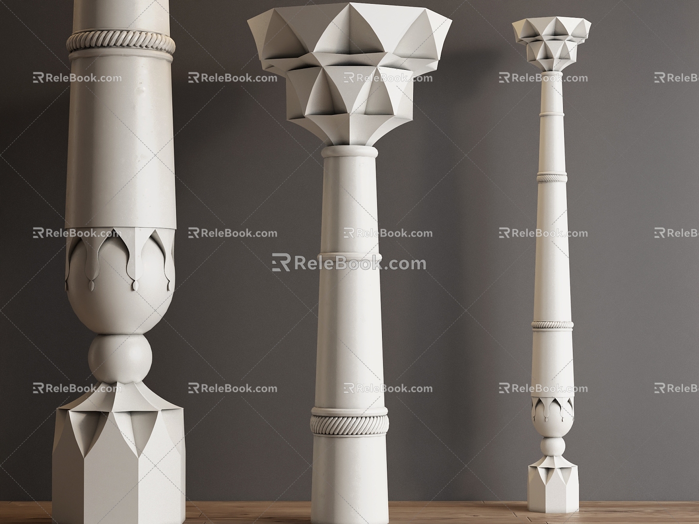 European-style carved column column Roman column 3d model