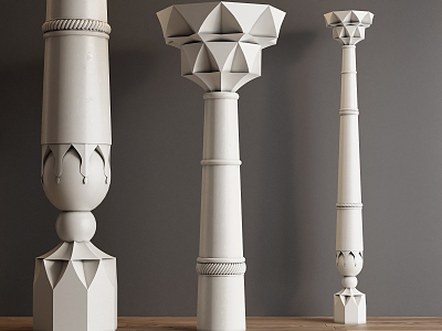 European-style carved column Roman column 3d model