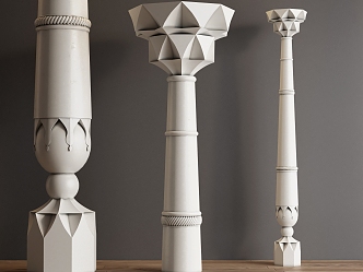 European-style carved column Roman column 3d model