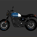 Jawa Blue And Black Classic Motorcycle With Round Headlight Black Seat And Black Wheels