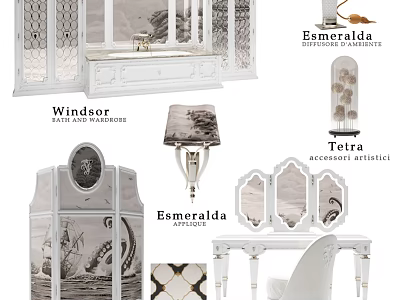 Windsor Washbasin Design With Faucets And Artistic Accessories In Esmeralda Style 3d model