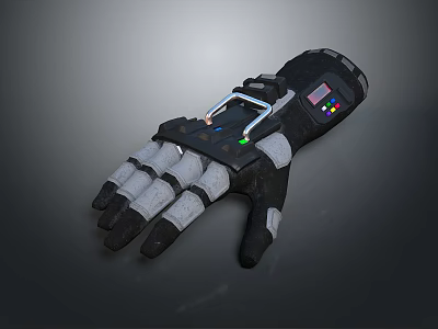 Game Movie Character Mechanical Glove Featuring Sci Fi Tech Metallic Parts And Colorful Lights 3d model