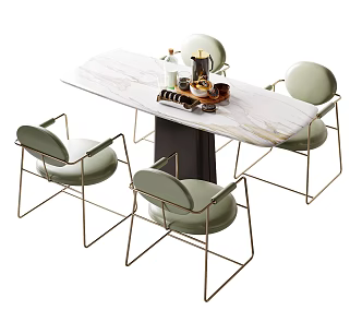 Light Luxury Dining Table and Chair Combination 3d model