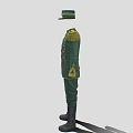Green Military Uniform With Golden Buttons Jacket Pants Hat And Boots