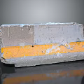 Worn Concrete Block With Yellow Stripe And Rough Surface On Reflective Background 3d model