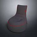 Modern Gray Bean Bag Chair Featuring Red Stitching And Comfortable Curved Shape 3d model
