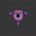 Cute 3D Scene Component With Pink Main Body Purple Ears And Gray Arrow Square