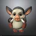 Cute Fantasy Creature 3D Character Design With Large Ears Curved Tusks And Fluffy Fur