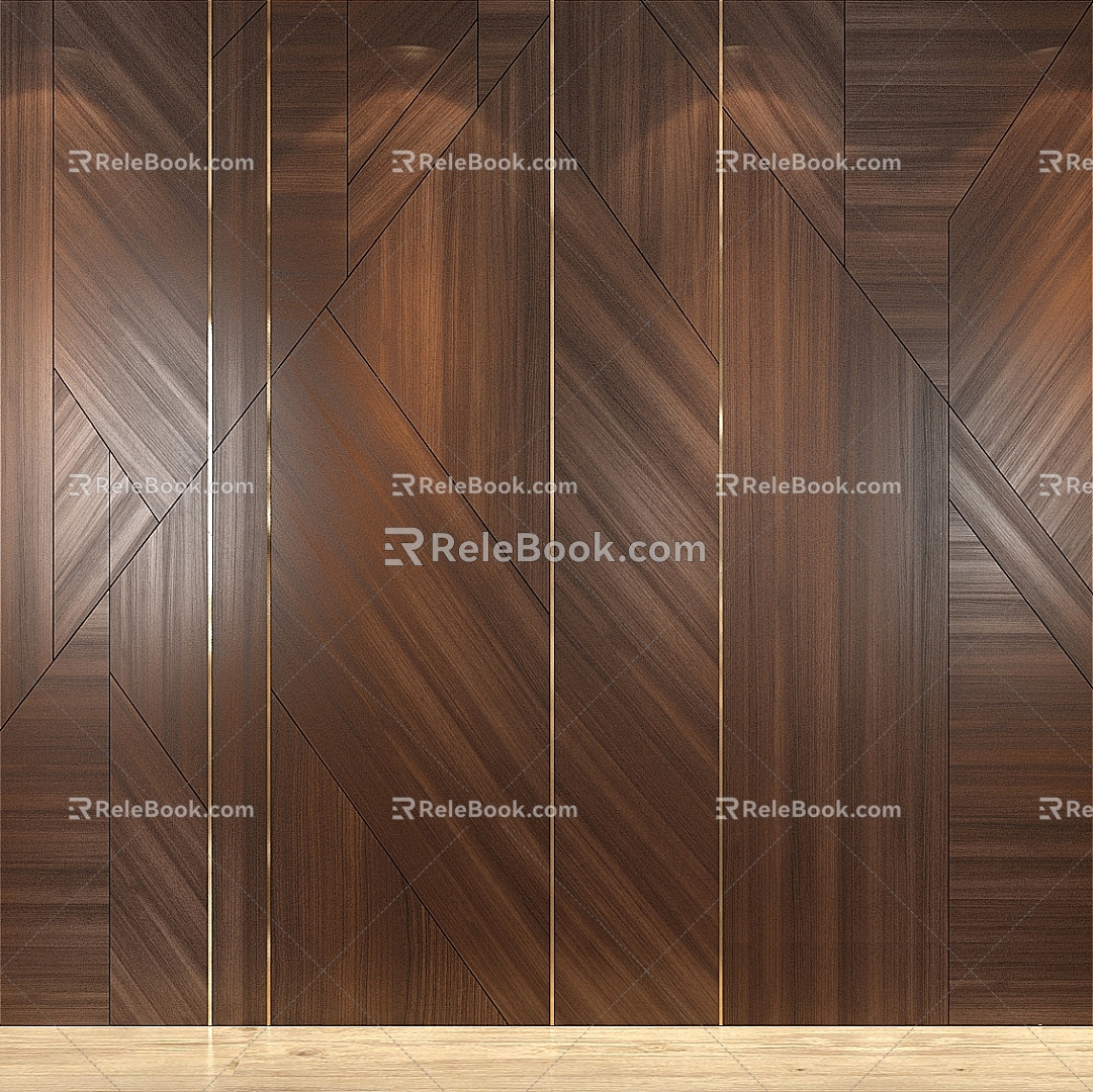 Wood veneer shaped wall panel decorative wall panel 3d model