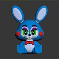 Cute Blue Rabbit Plush Toy With Big Ears Colorful Eyes Red Cheeks And Bow Tie