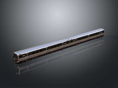 Modern Silver Metro Train With Sleek Reflective Surface And Long Body Design 3d model