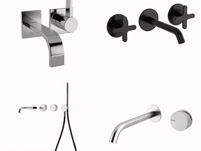 Modern Bathroom And Kitchen Faucets With Single And Double Handle Chrome Designs 3d model