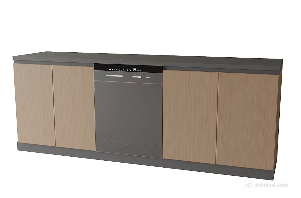 Stylish Modern Kitchen Cabinet Design With Built In Dishwasher Appliance 3d model 