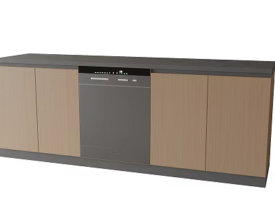 Stylish Modern Kitchen Cabinet Design With Built In Dishwasher Appliance 3d model