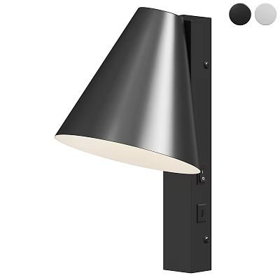 Modern Black Wall Lamp With Conical Shade And White Light Fixture 3d model