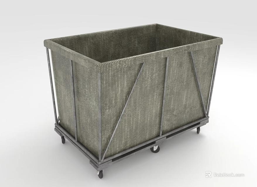 Practical Storage Basket With Metal Frame And Rolling Wheels For Home Organizing 3d model