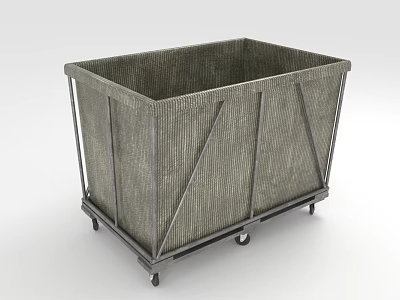 Practical Storage Basket With Metal Frame And Rolling Wheels For Home Organizing 3d model