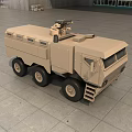 Rugged 6x6 Armored Military Vehicle With Roof Mounted Equipment On Concrete Ground