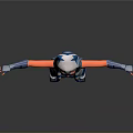 Futuristic Animated 3D Character With Blue White Outfit And Orange Arms