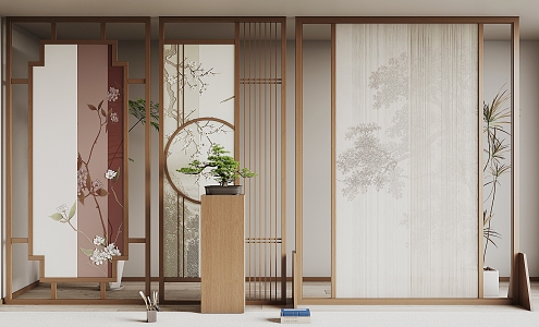 New Chinese-style screen partition 3d model