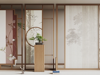 New Chinese-style screen partition 3d model