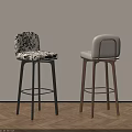Modern Upholstered Bar Stools With Metal And Solid Wood Legs For Home Kitchen Bar Space