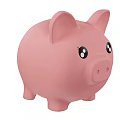 Cute Pink Piggy Bank With Coin Slot And Adorable Eyes For Daily Saving