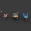 Multiple Wheelbarrows In Various Colors And Styles For Garden And Construction Projects