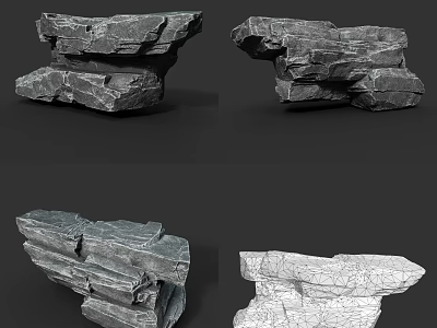 Natural Stone and Wood Decorative Pieces with Various Shapes and Rustic Design Elements 3d model