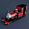 Vintage Red Steam Train With Black Chimney And Retro Design On Tracks