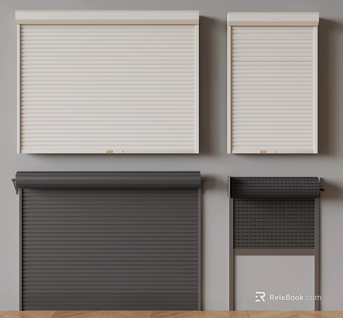 Light And Dark Gray Roller Blinds With Textured Design For Home Interior Walls 3d model 