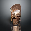 Ancient Bronze Helmet with Decorative Engravings and Metallic Reflection Surface 3d model