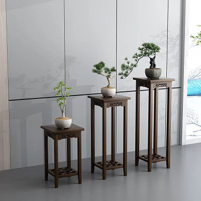 New Chinese style flower stand potted plant 3d model New Chinese style flower stand potted plant 3d model