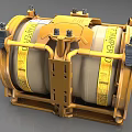 Yellow Industrial Equipment Featuring Cylindrical Components Metal Frame And Warning Labels